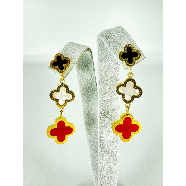 Gold Üç Yoncalı Küpe